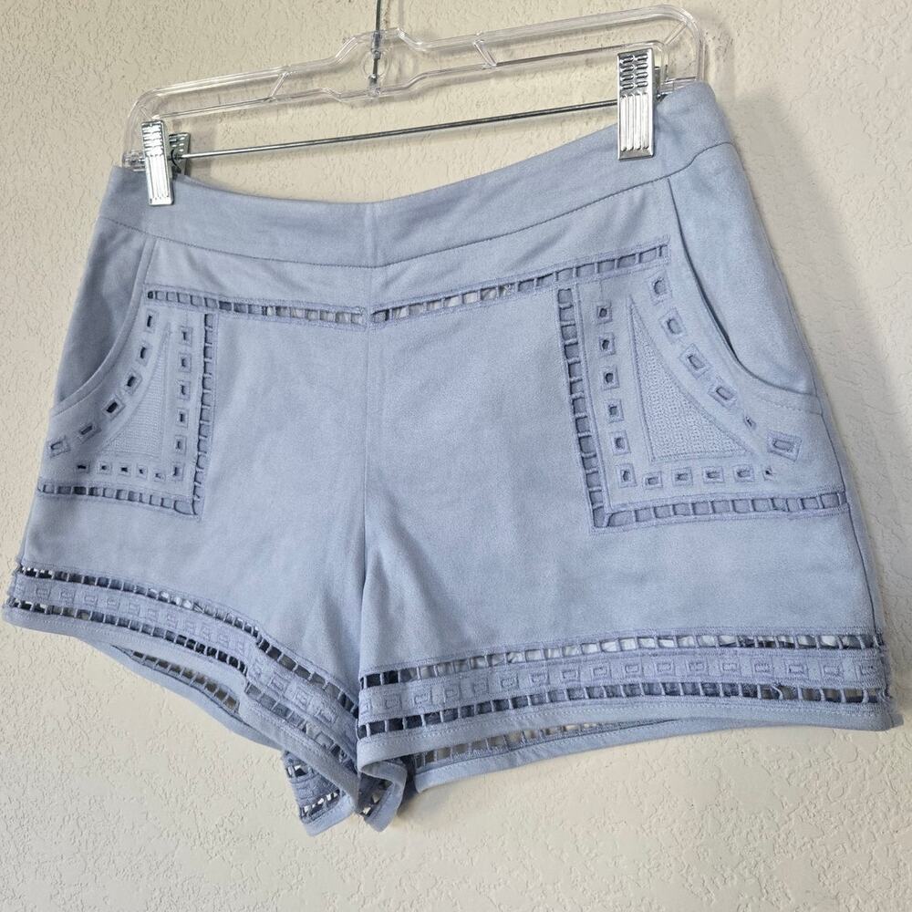 J.O.A Los Angeles Light Blue Faux Suede Eyelet Shorts Size Large